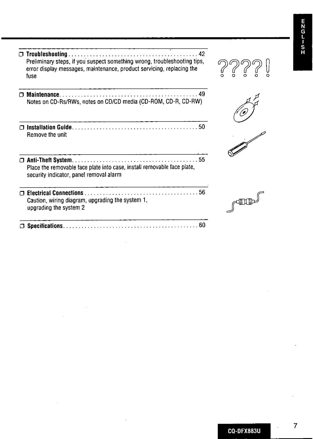 Panasonic CQ-DFX883U manual 