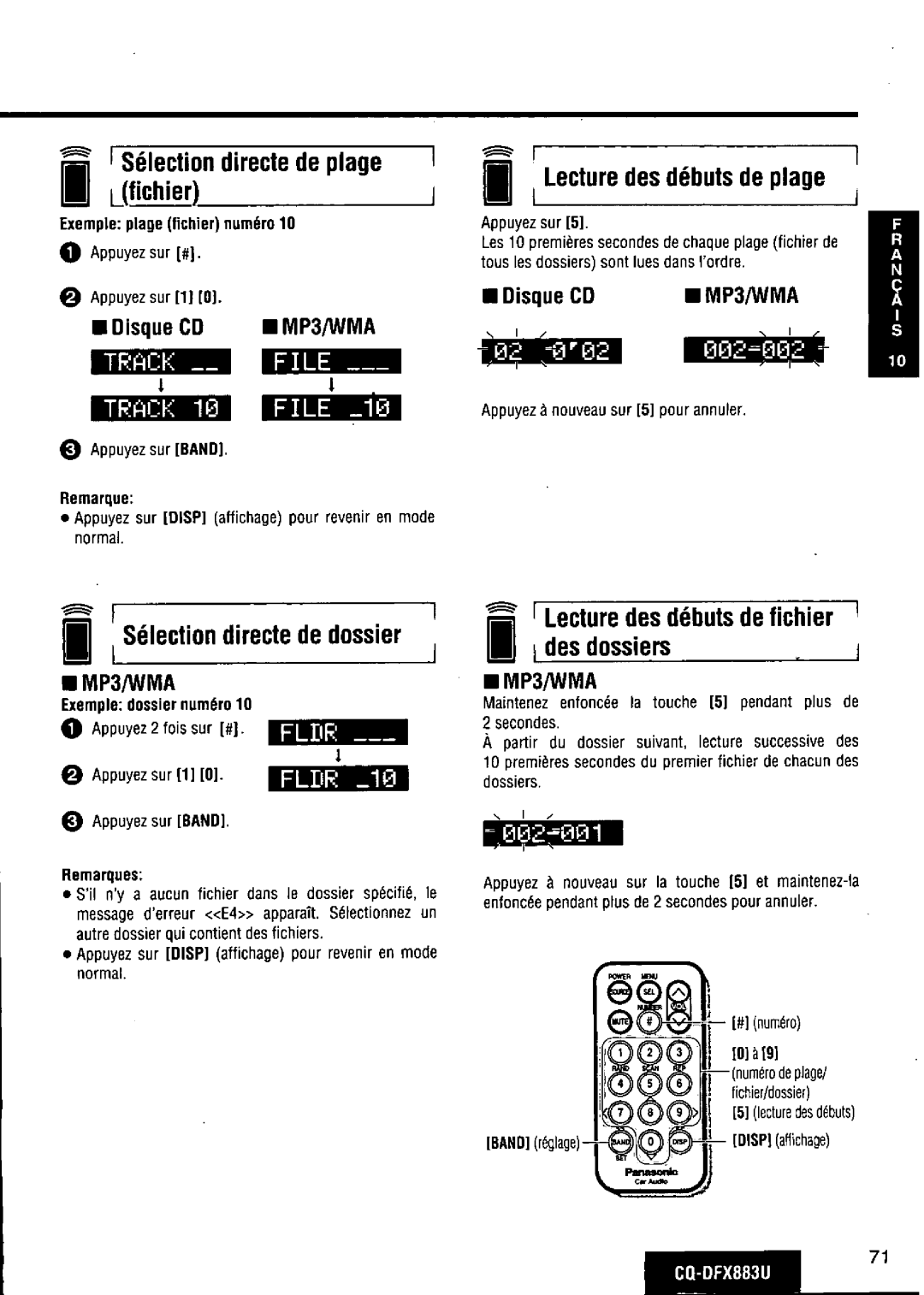 Panasonic CQ-DFX883U manual 