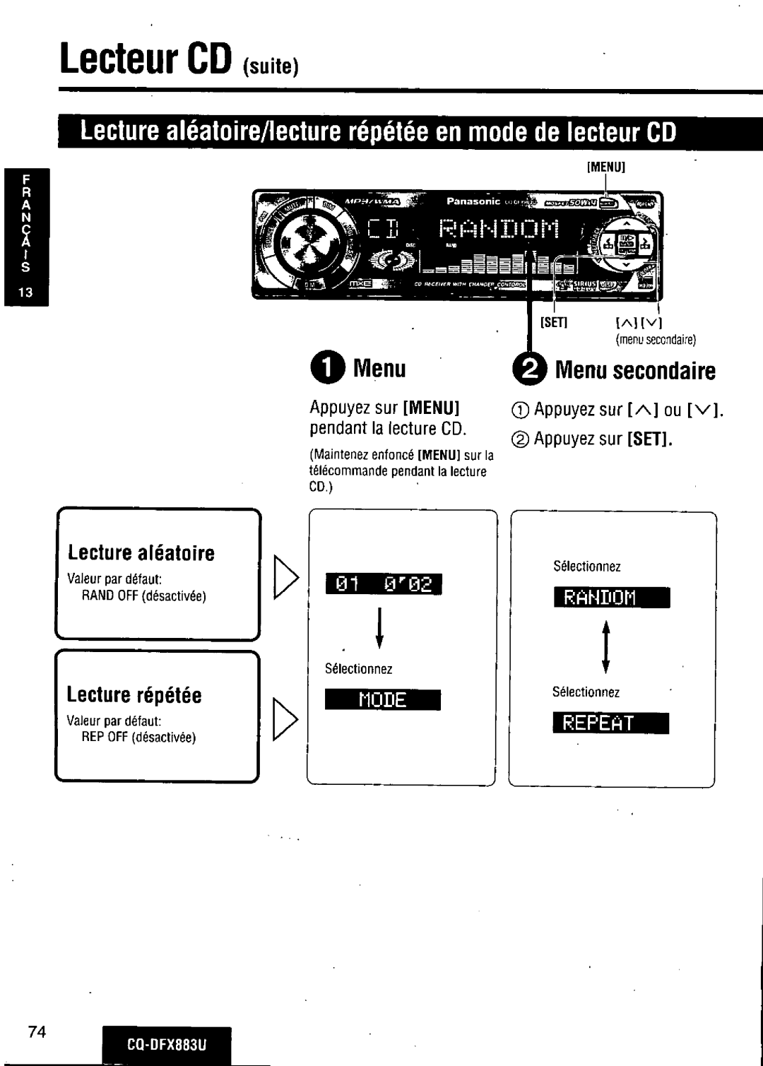 Panasonic CQ-DFX883U manual 