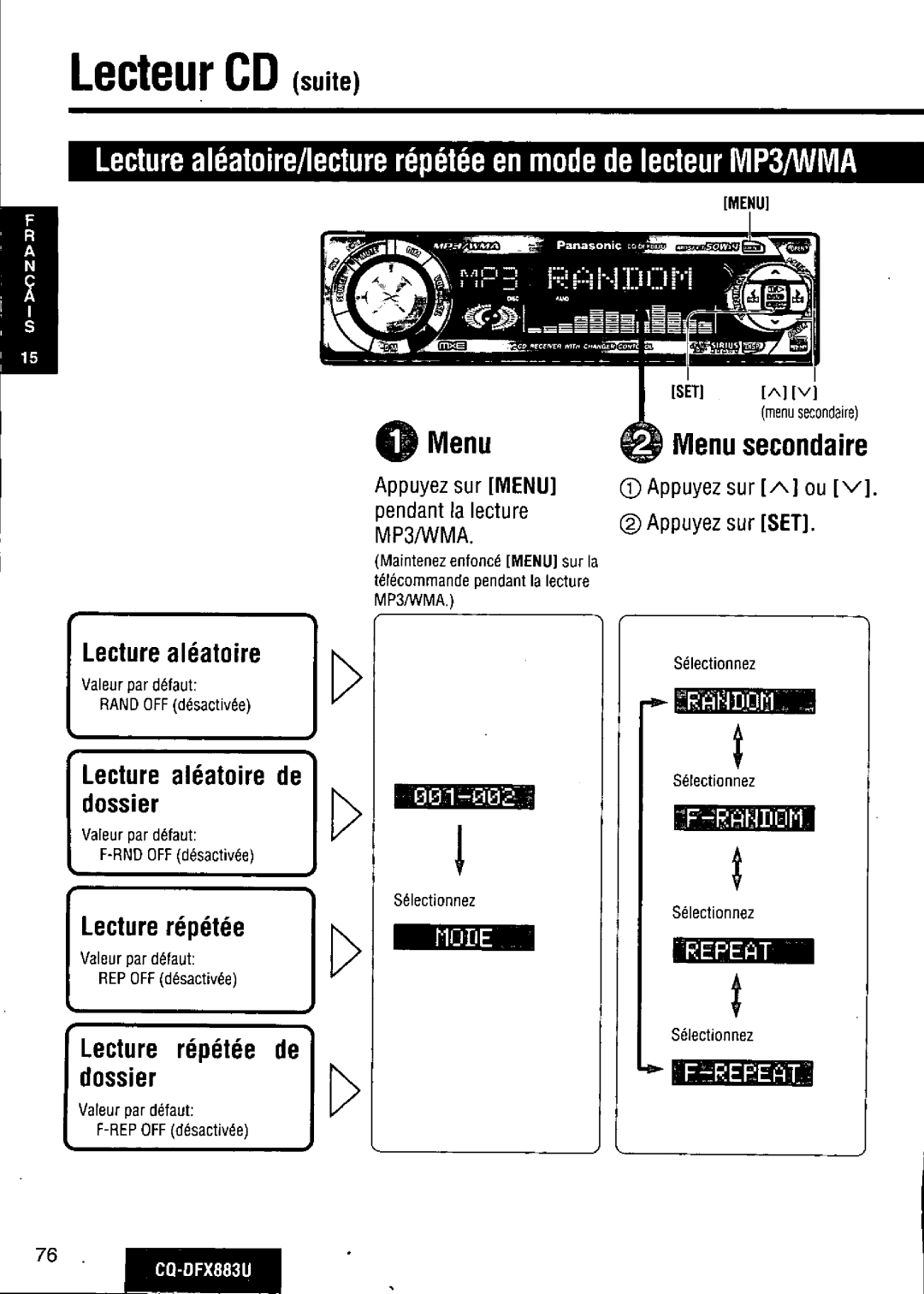 Panasonic CQ-DFX883U manual 