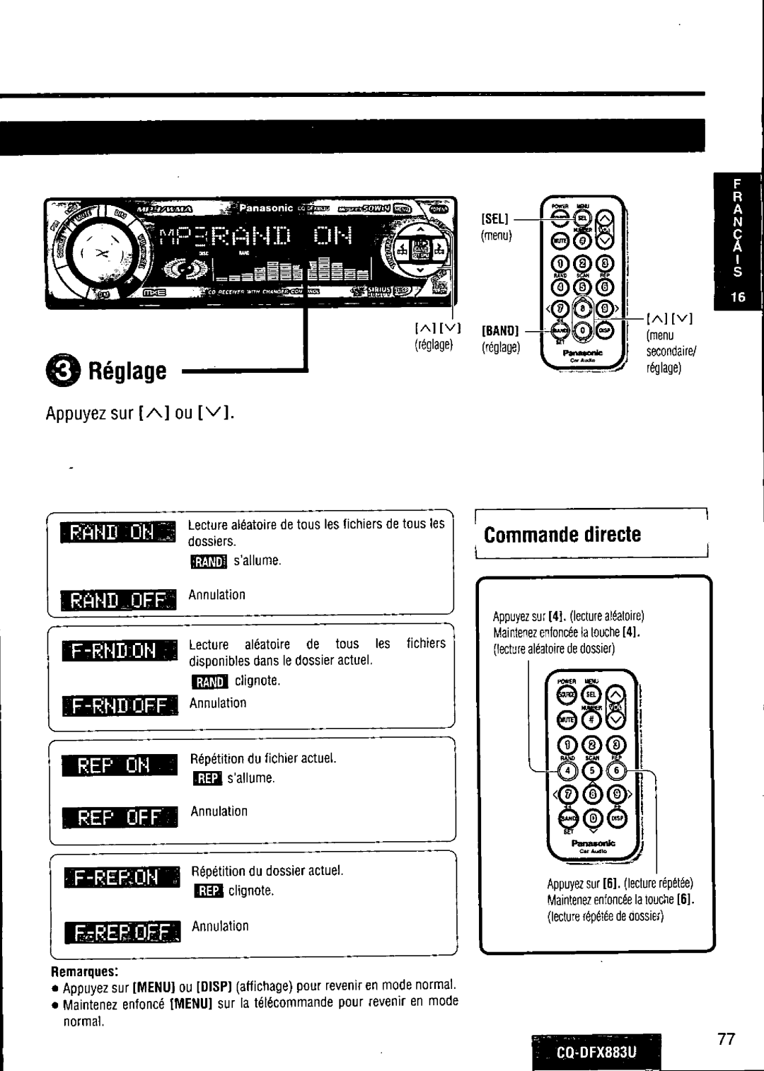 Panasonic CQ-DFX883U manual 