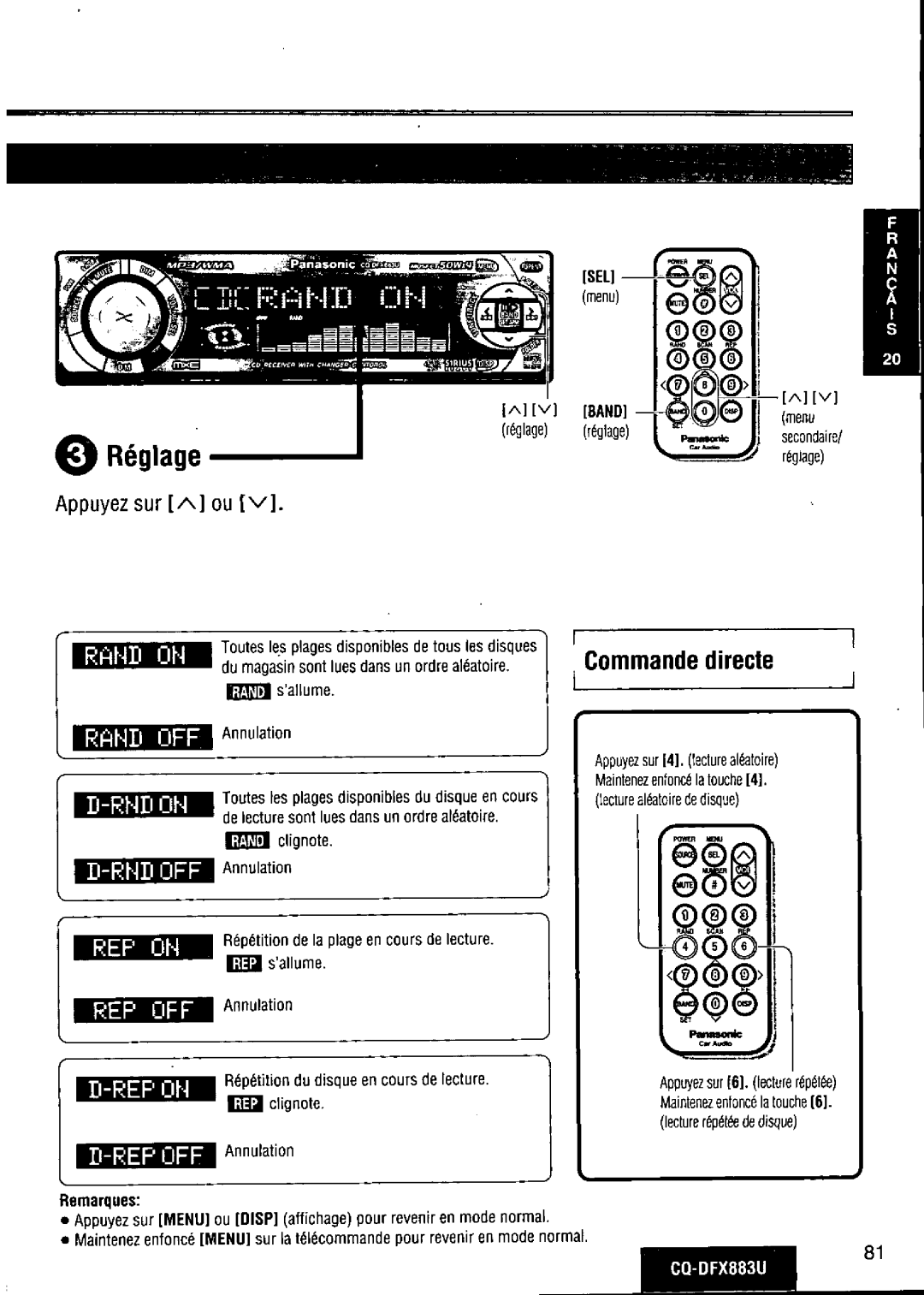 Panasonic CQ-DFX883U manual 