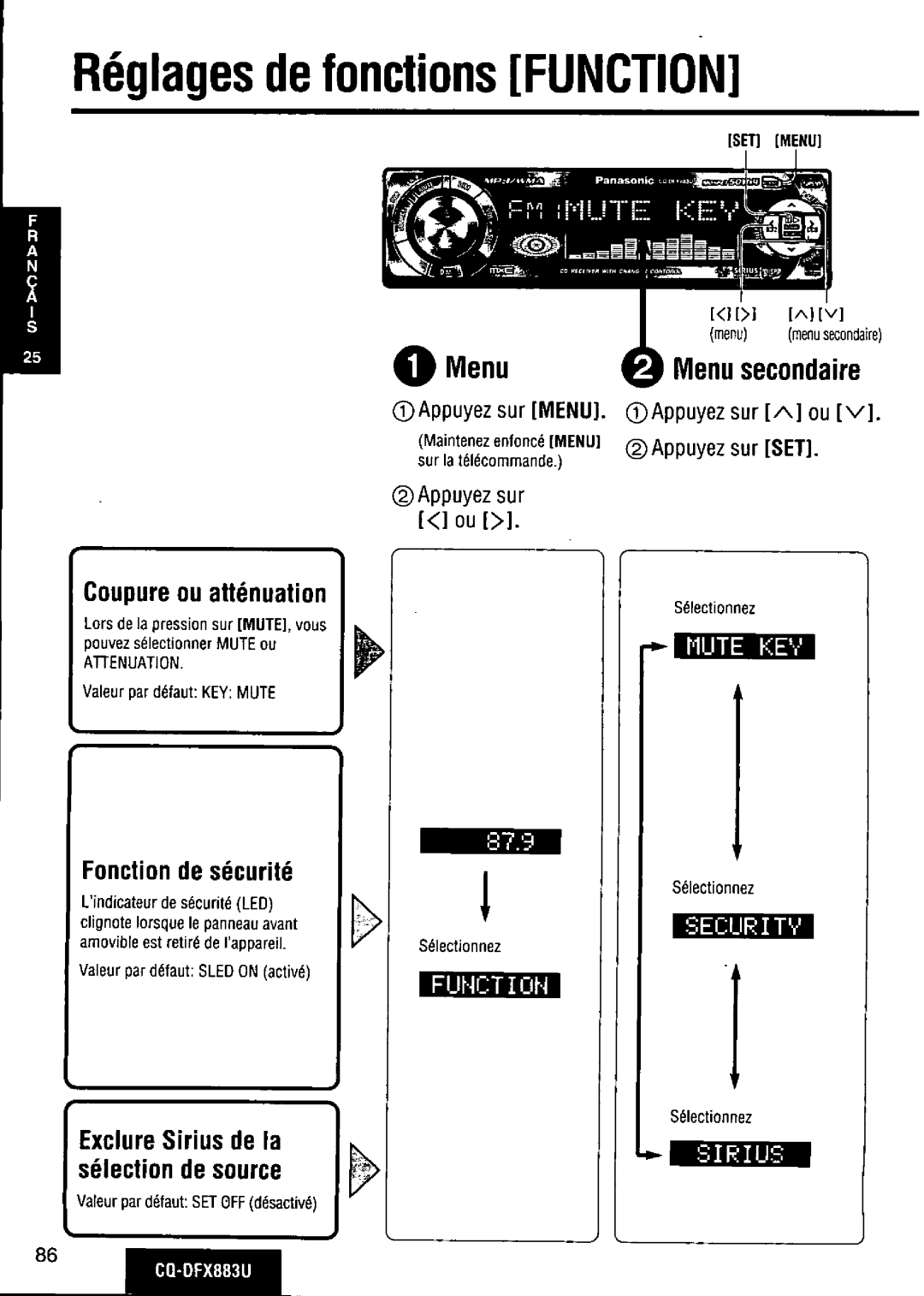 Panasonic CQ-DFX883U manual 