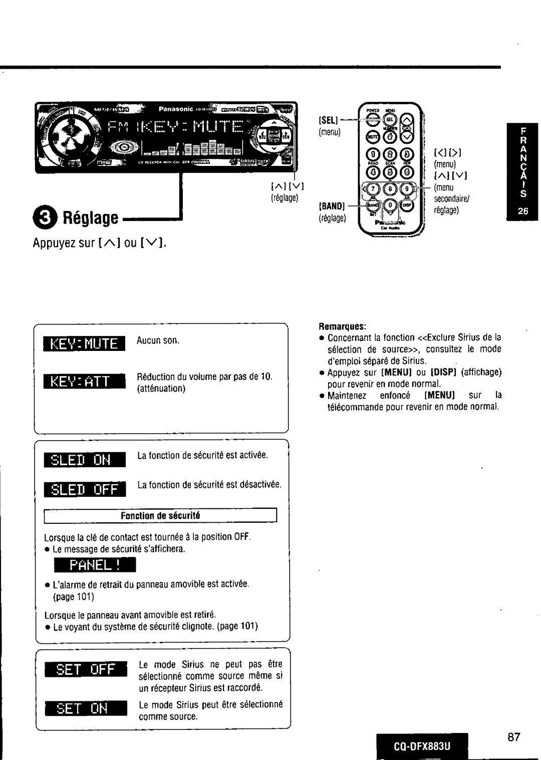 Panasonic CQ-DFX883U manual 