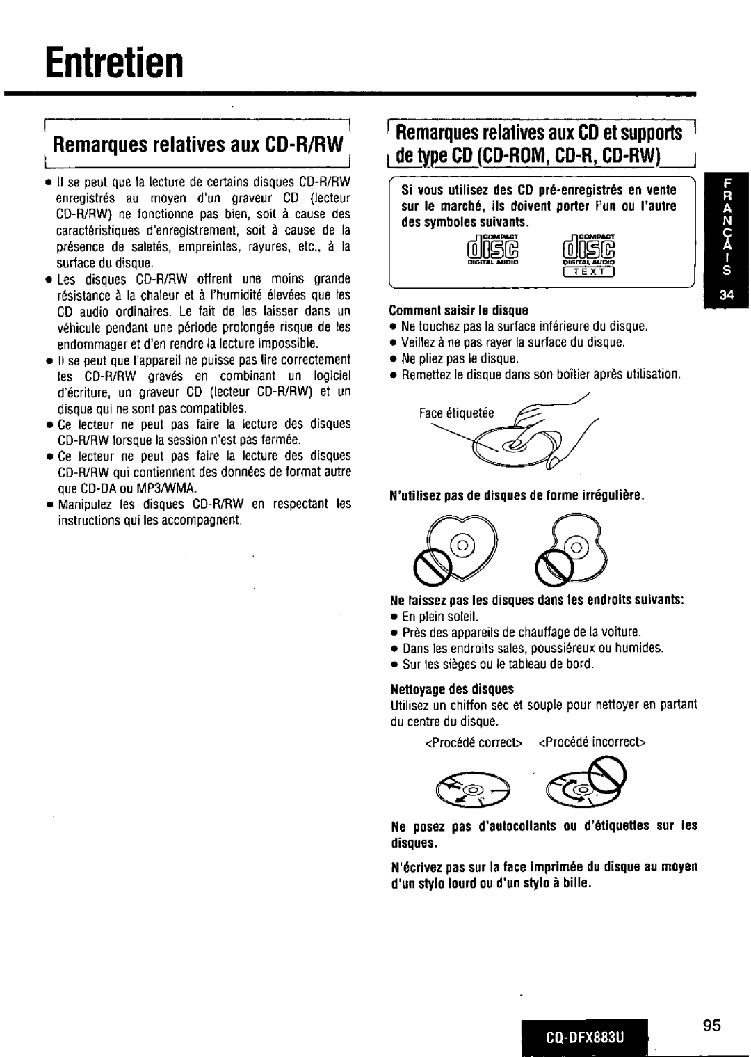 Panasonic CQ-DFX883U manual 