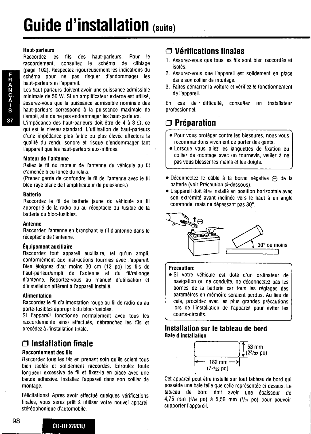 Panasonic CQ-DFX883U manual 