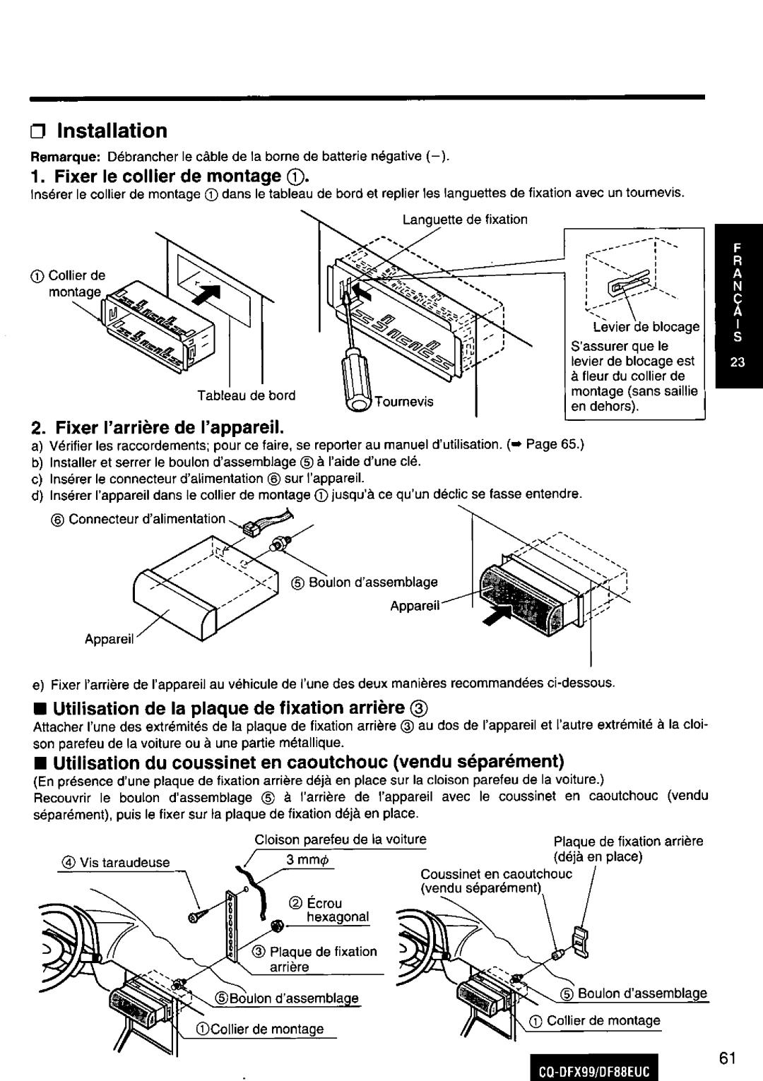 Panasonic CQDFX99EUC, CQ-DFX88EUC manual 