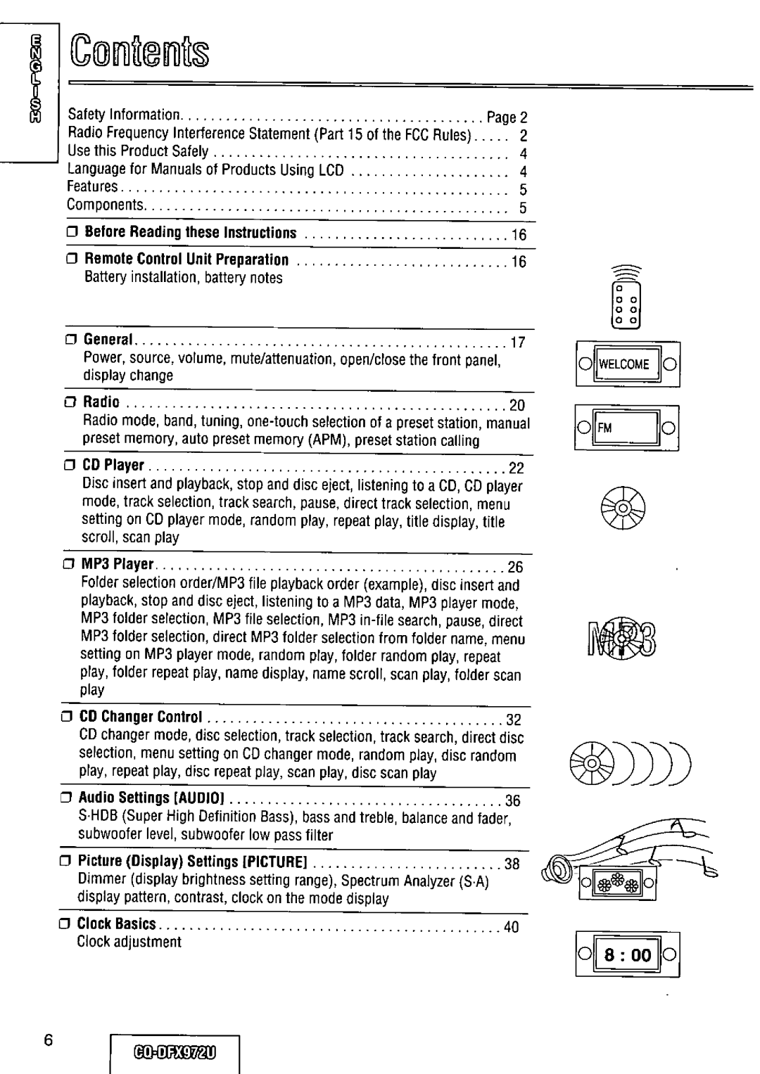 Panasonic CQ-DFX972U manual 