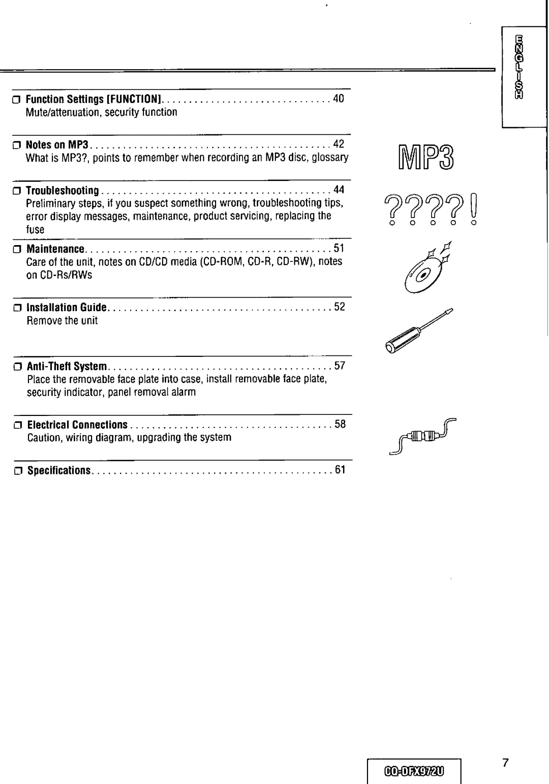 Panasonic CQ-DFX972U manual 