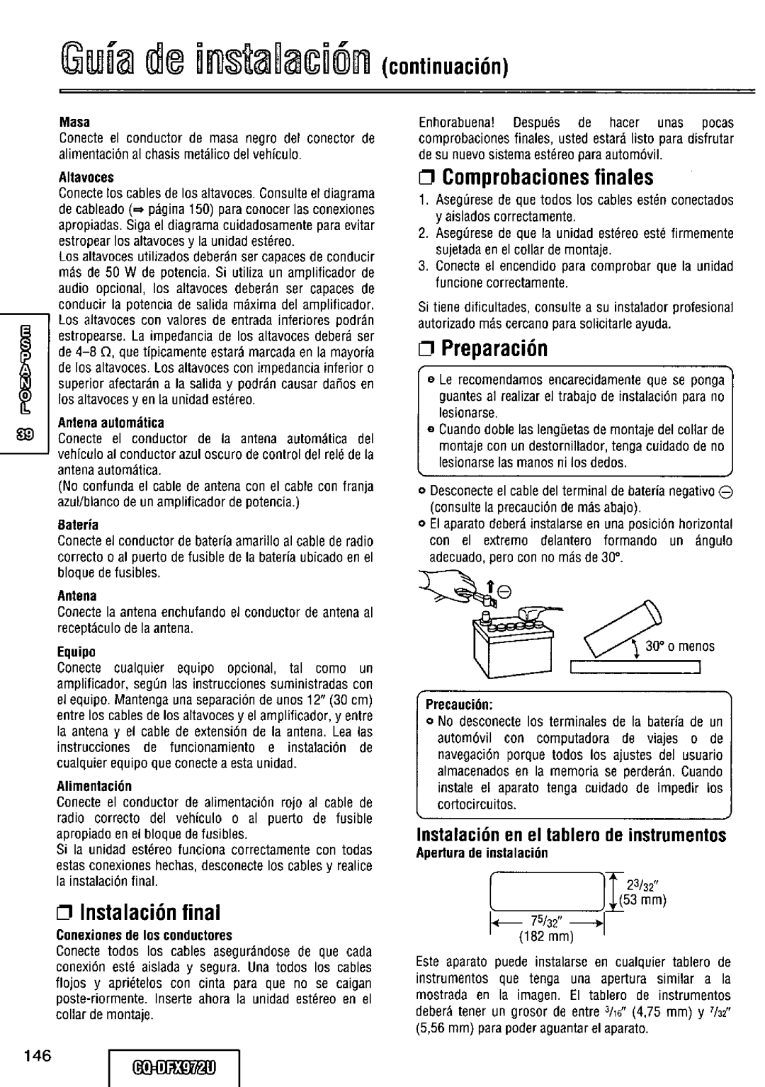 Panasonic CQ-DFX972U manual 