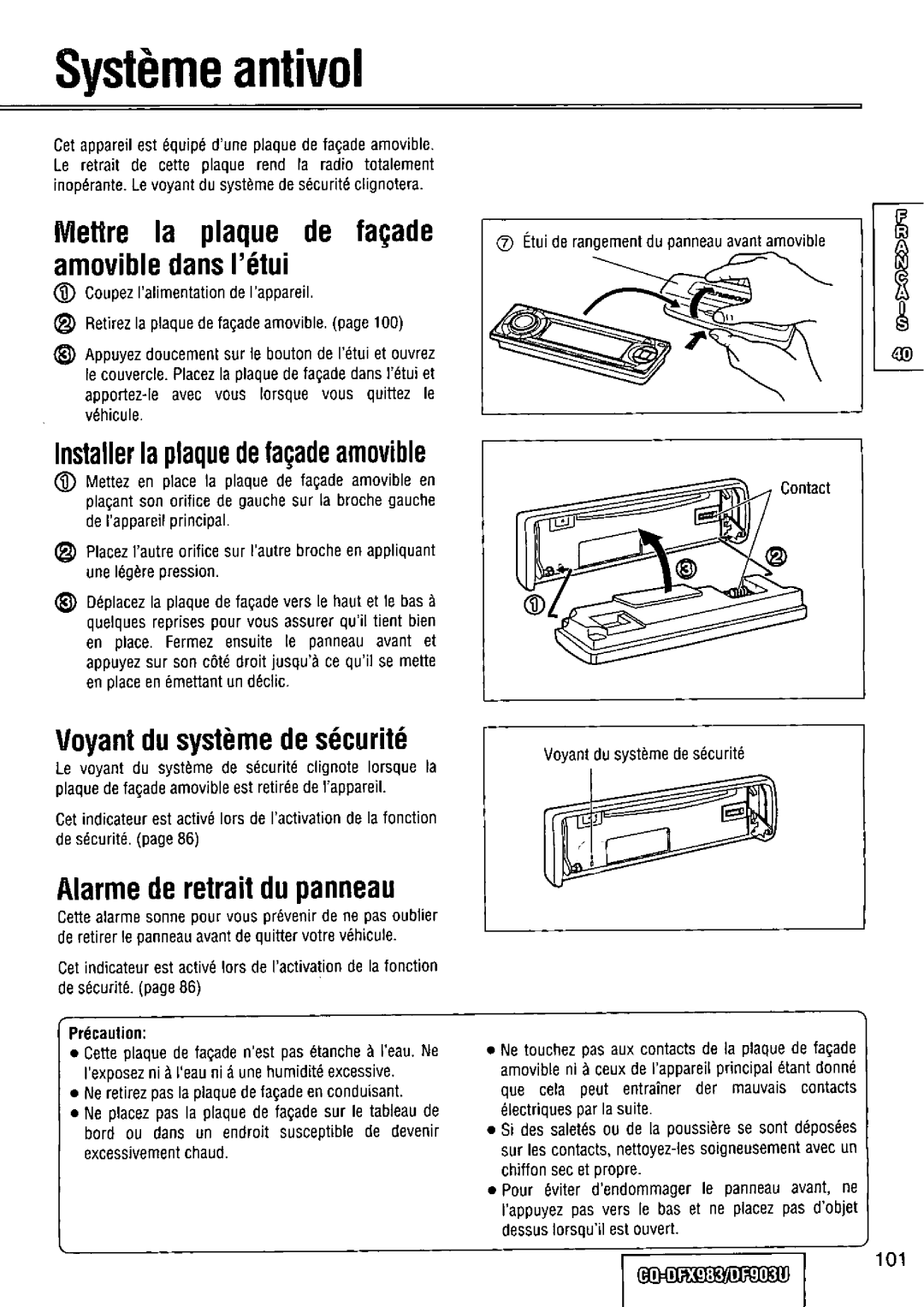 Panasonic CQ-DFX983U manual 