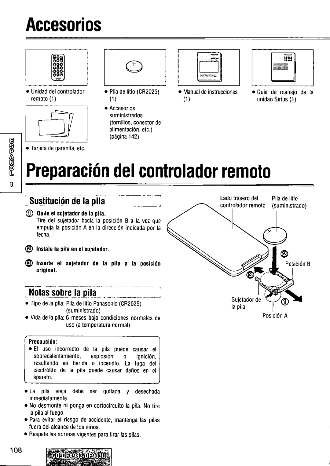 Panasonic CQ-DFX983U manual 