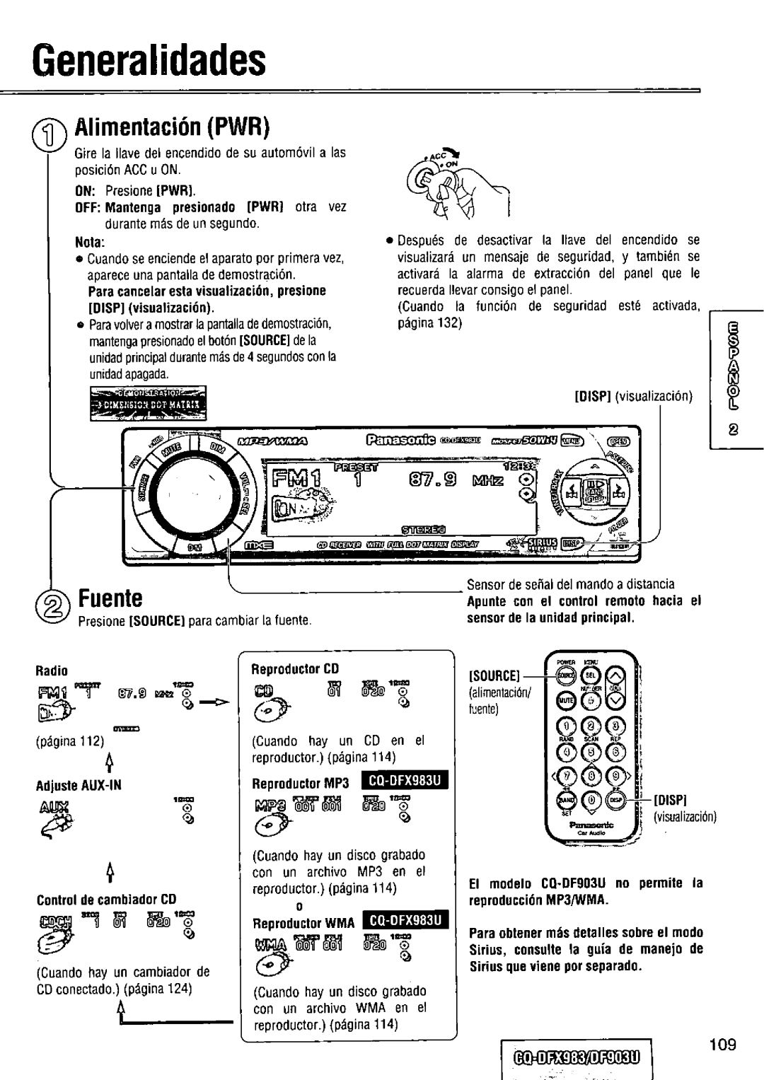 Panasonic CQ-DFX983U manual 