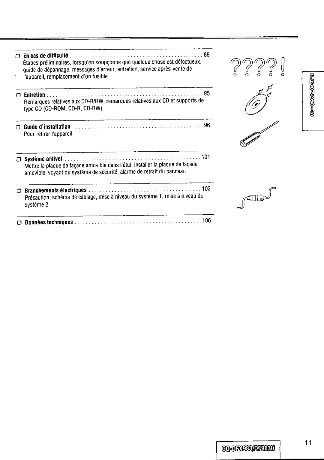 Panasonic CQ-DFX983U manual 