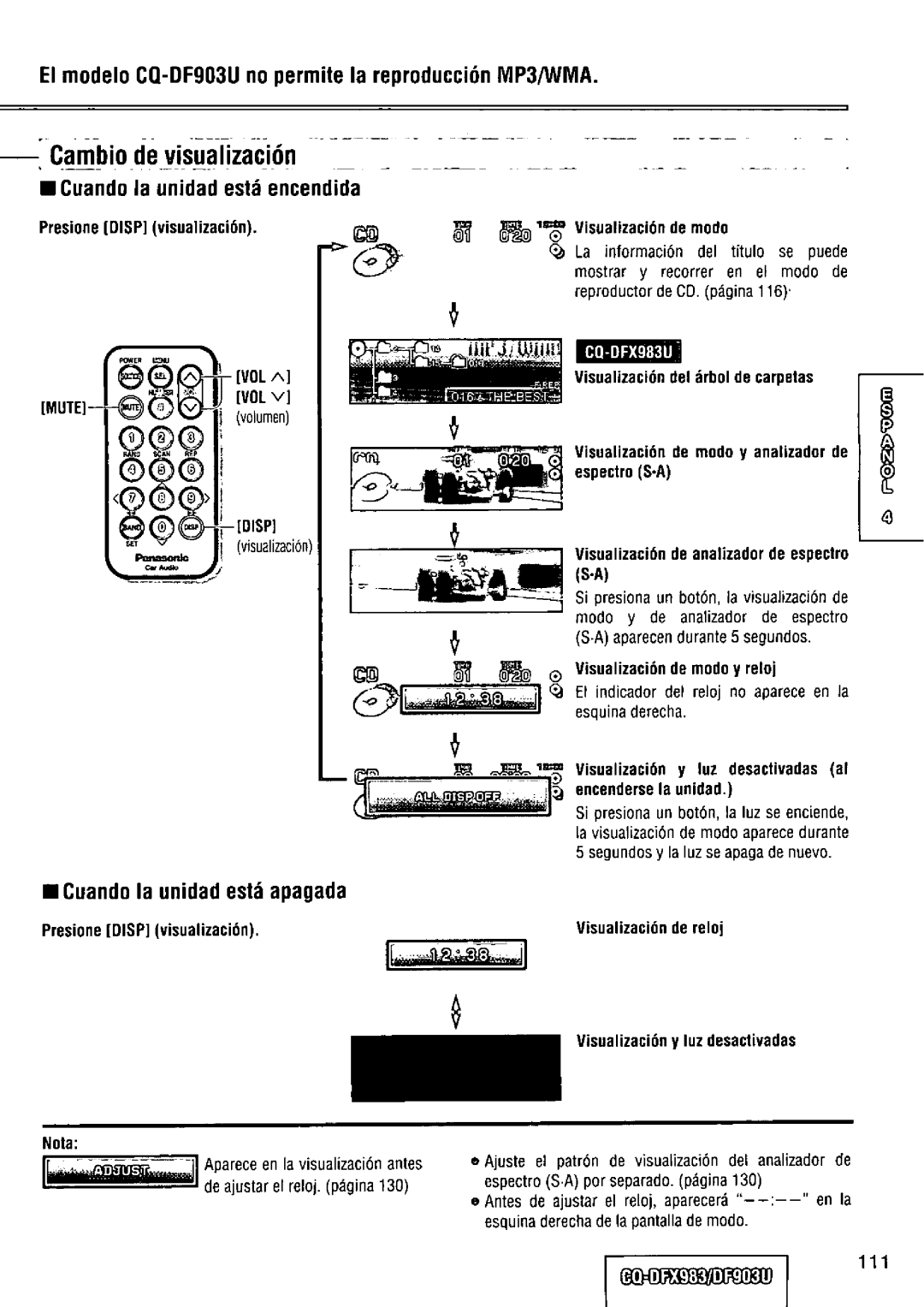 Panasonic CQ-DFX983U manual 