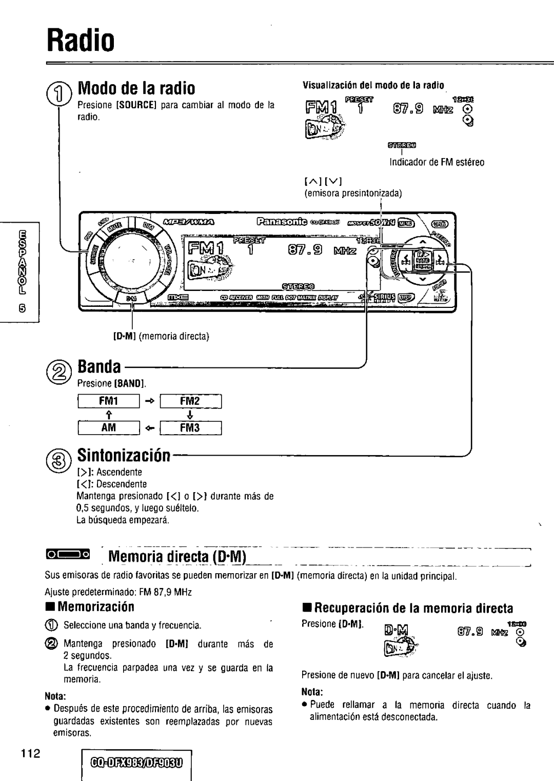 Panasonic CQ-DFX983U manual 