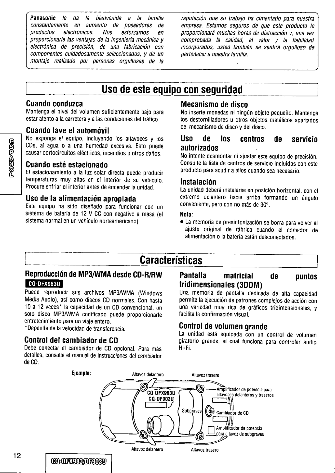 Panasonic CQ-DFX983U manual 