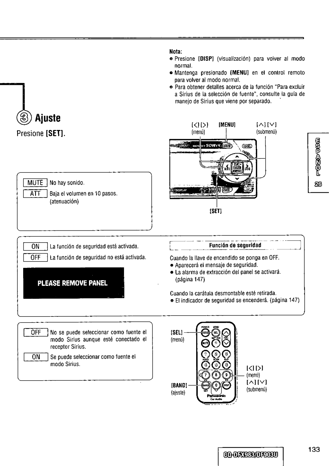 Panasonic CQ-DFX983U manual 