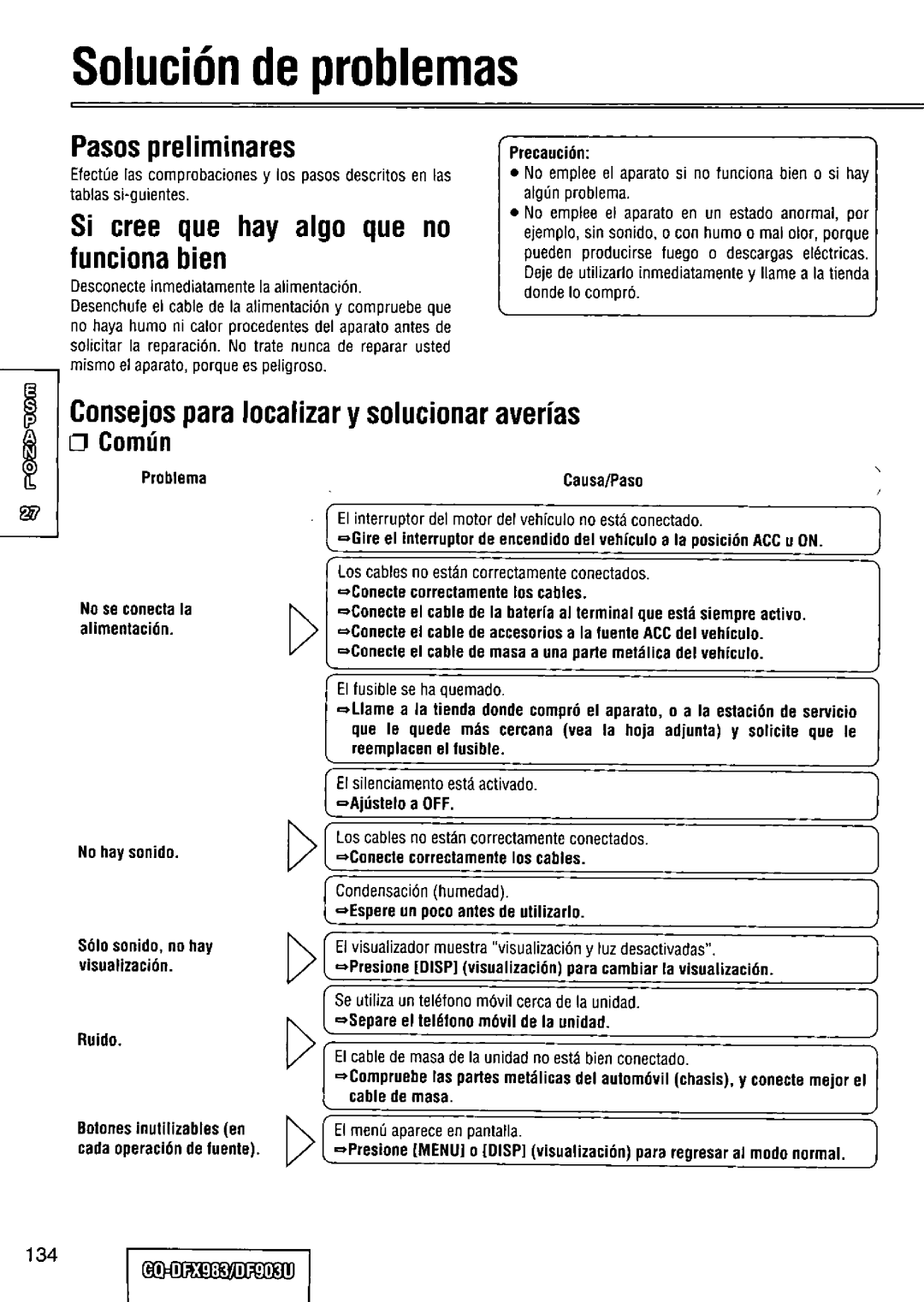 Panasonic CQ-DFX983U manual 