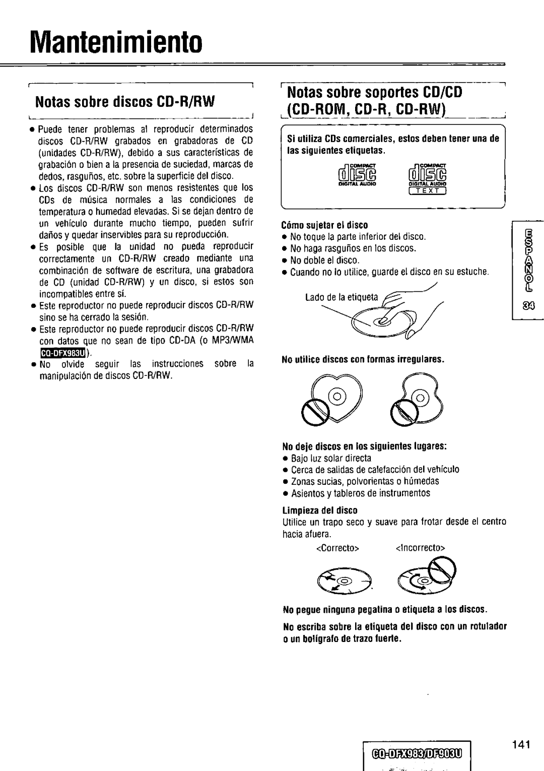 Panasonic CQ-DFX983U manual 