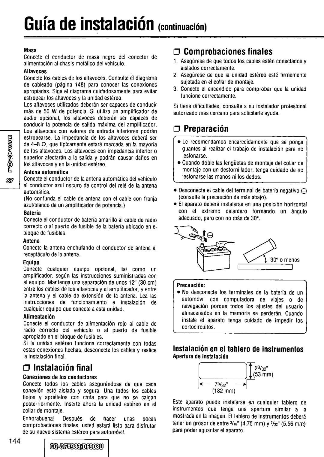 Panasonic CQ-DFX983U manual 