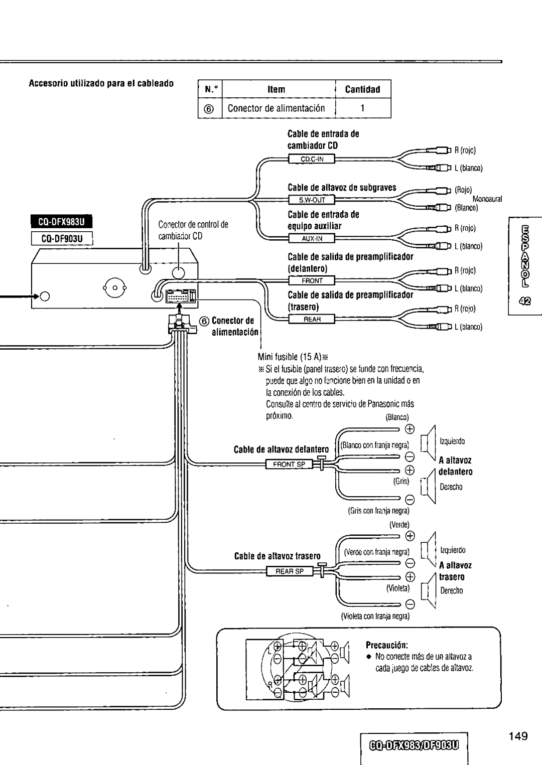 Panasonic CQ-DFX983U manual 