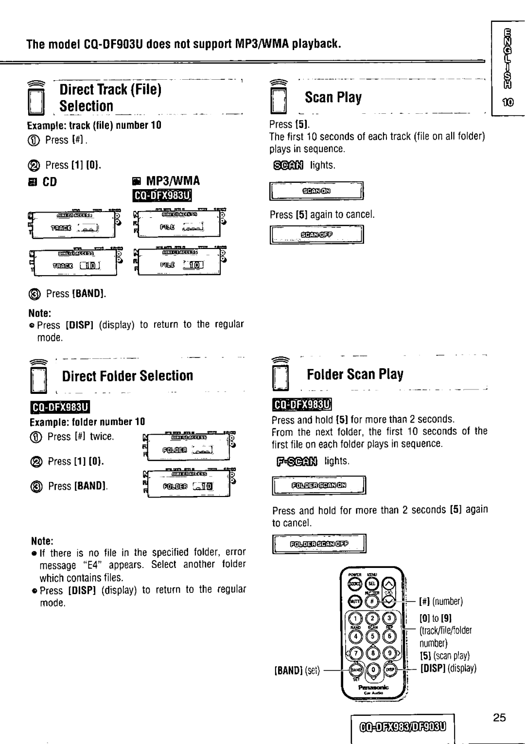 Panasonic CQ-DFX983U manual 