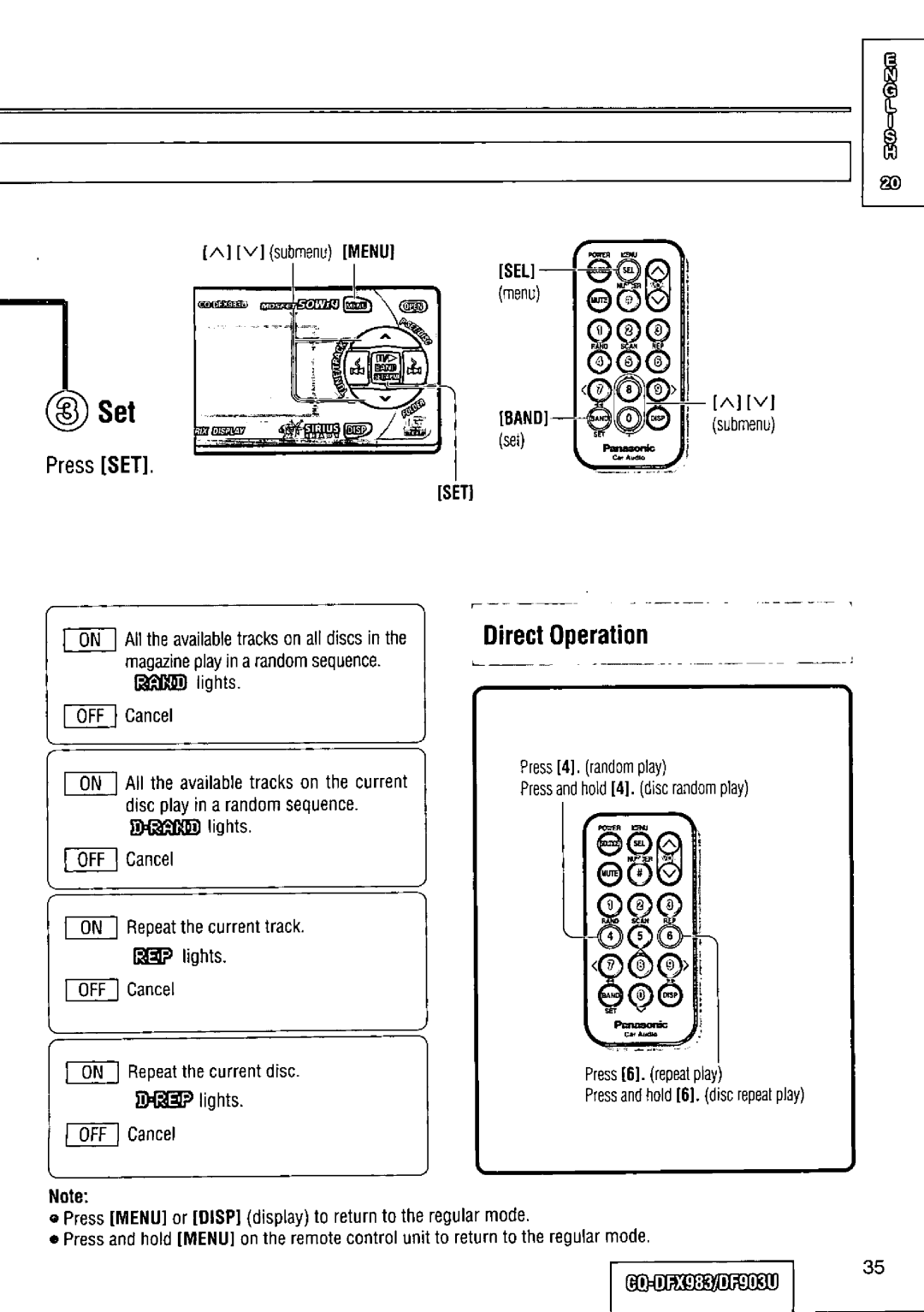 Panasonic CQ-DFX983U manual 