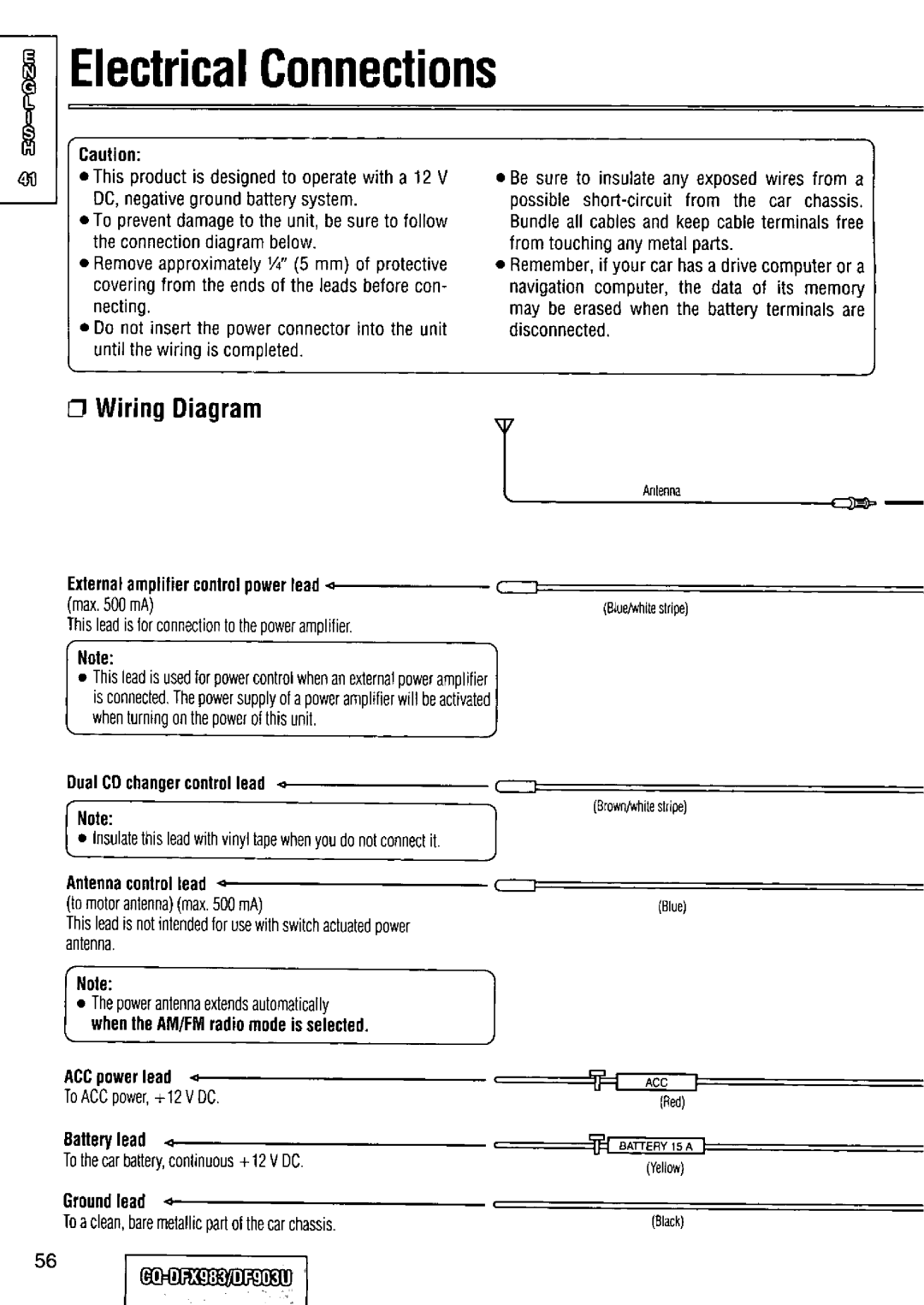 Panasonic CQ-DFX983U manual 