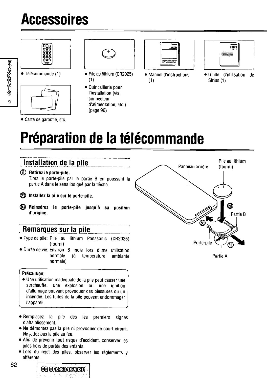 Panasonic CQ-DFX983U manual 