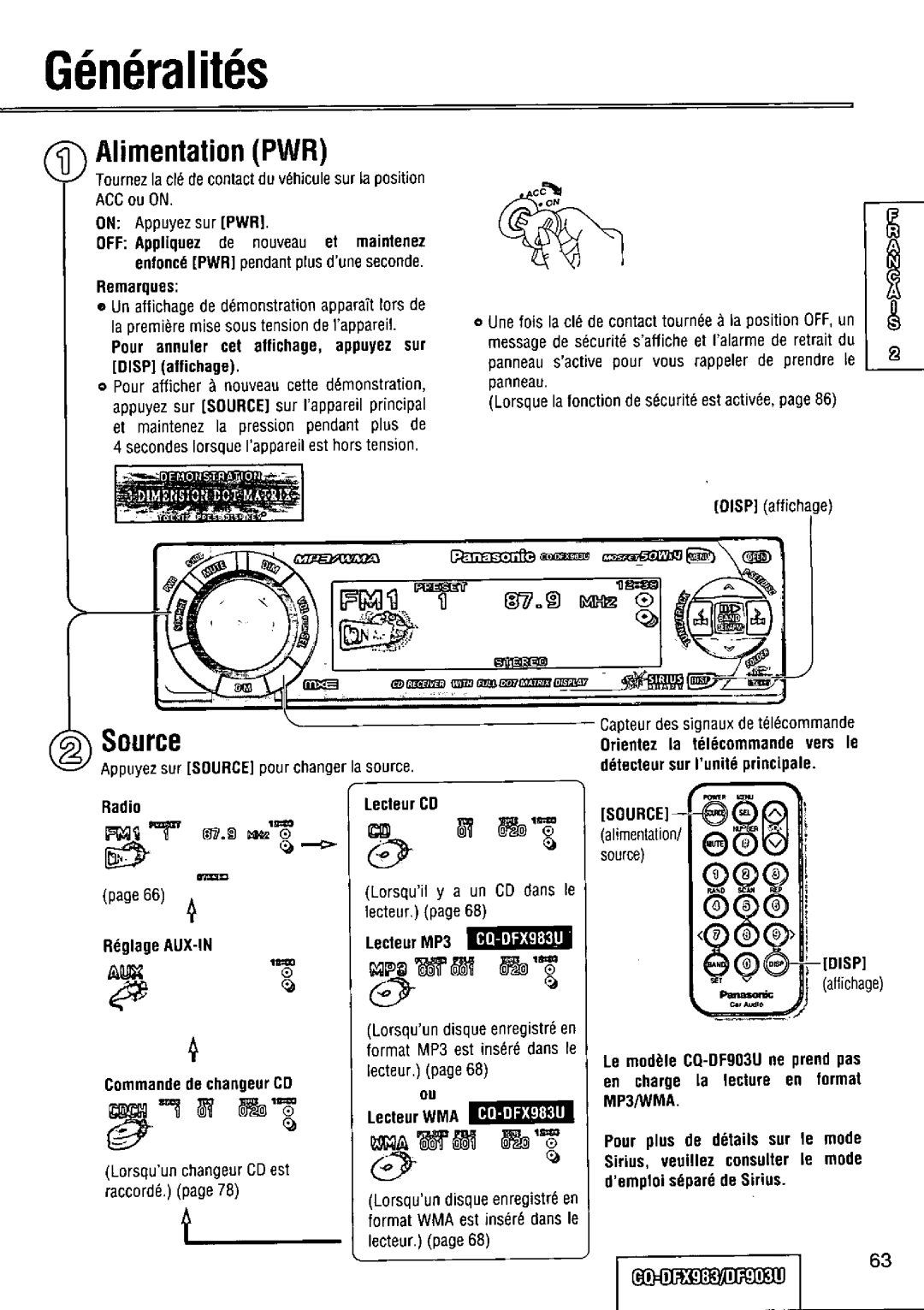 Panasonic CQ-DFX983U manual 