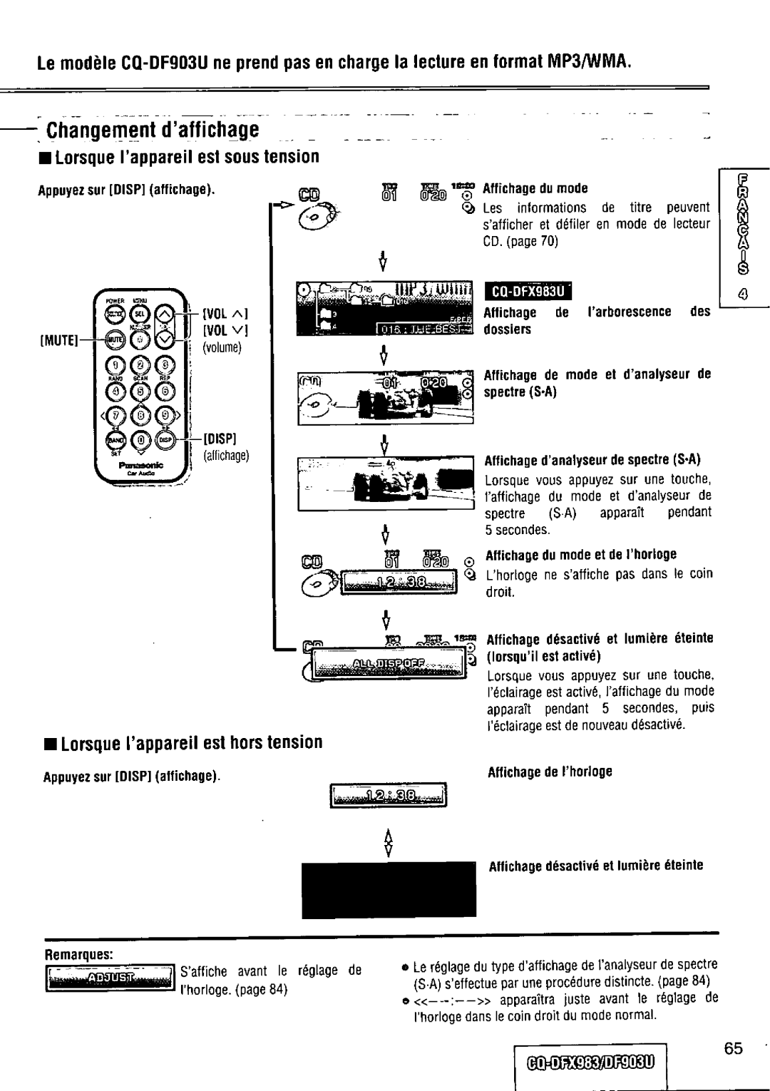 Panasonic CQ-DFX983U manual 