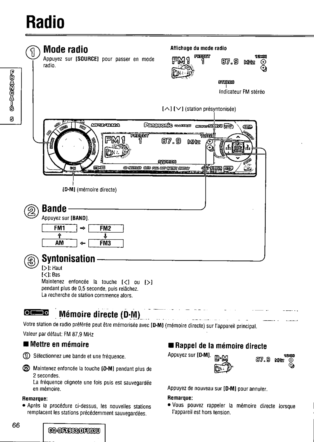 Panasonic CQ-DFX983U manual 