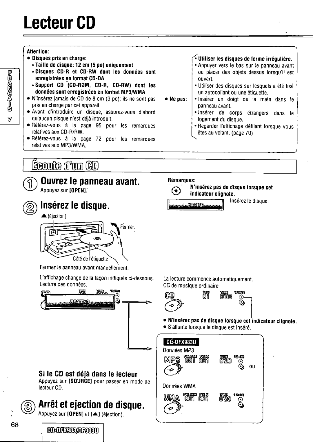 Panasonic CQ-DFX983U manual 