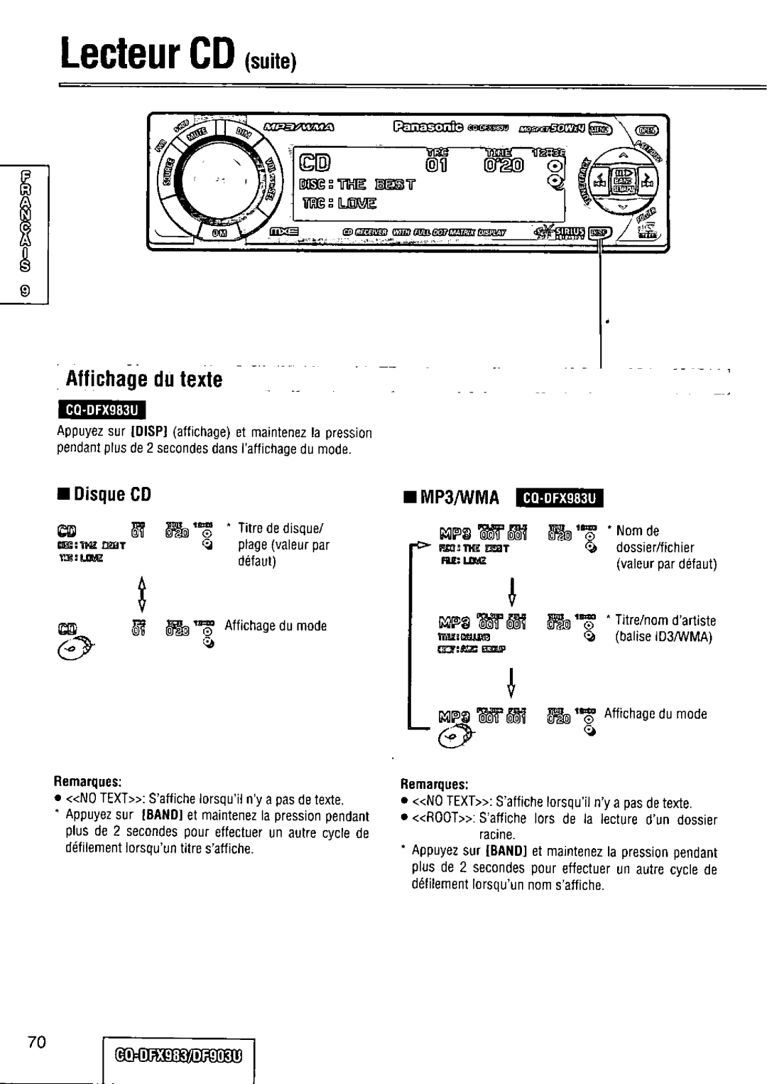 Panasonic CQ-DFX983U manual 