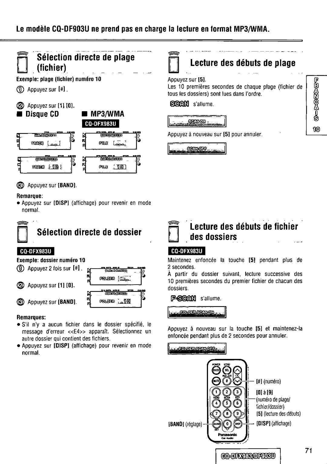 Panasonic CQ-DFX983U manual 