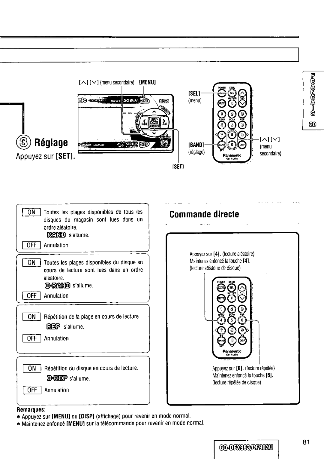 Panasonic CQ-DFX983U manual 