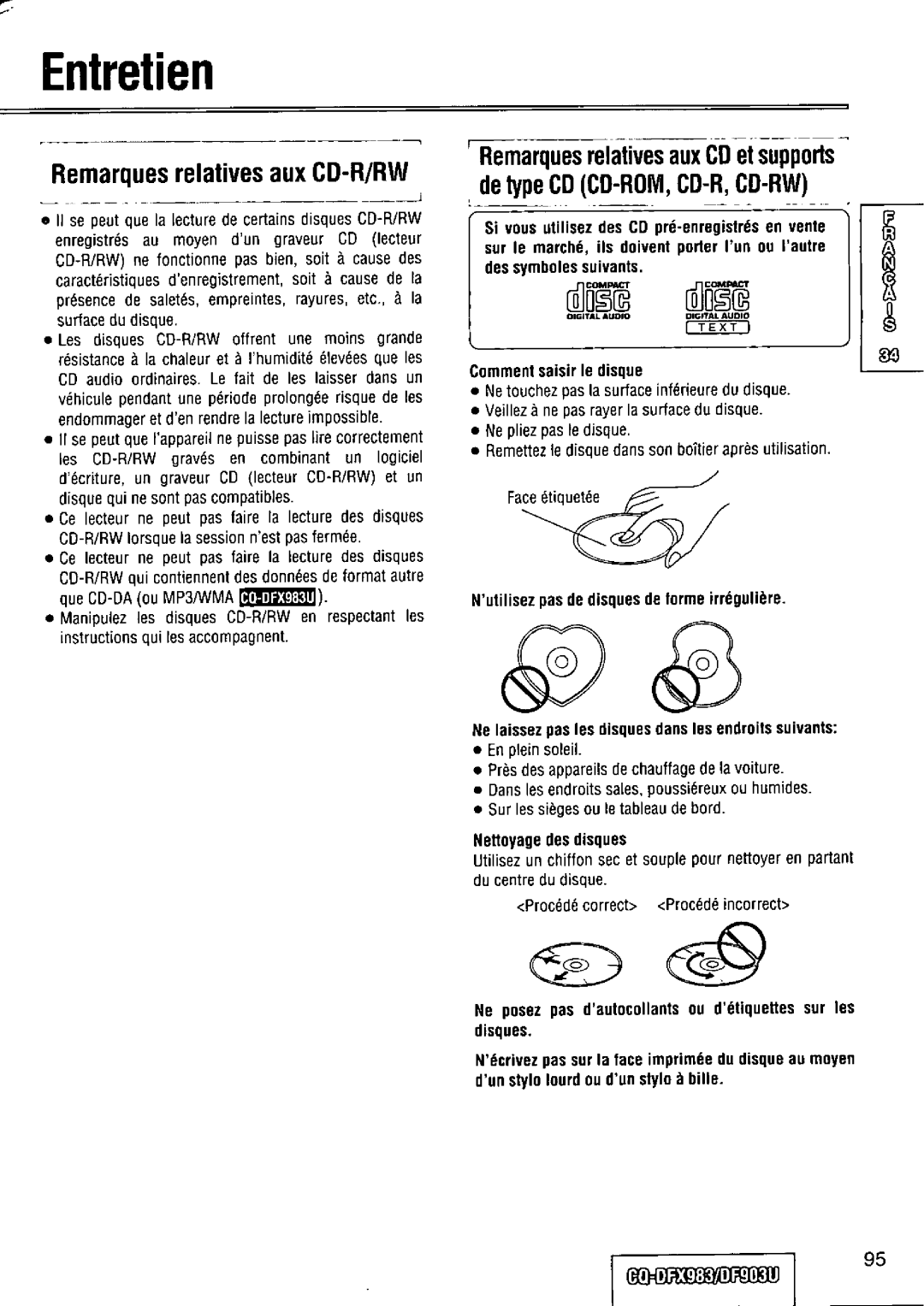 Panasonic CQ-DFX983U manual 