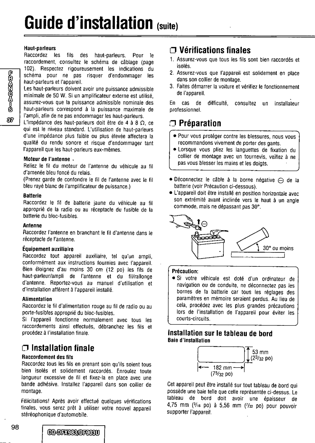 Panasonic CQ-DFX983U manual 