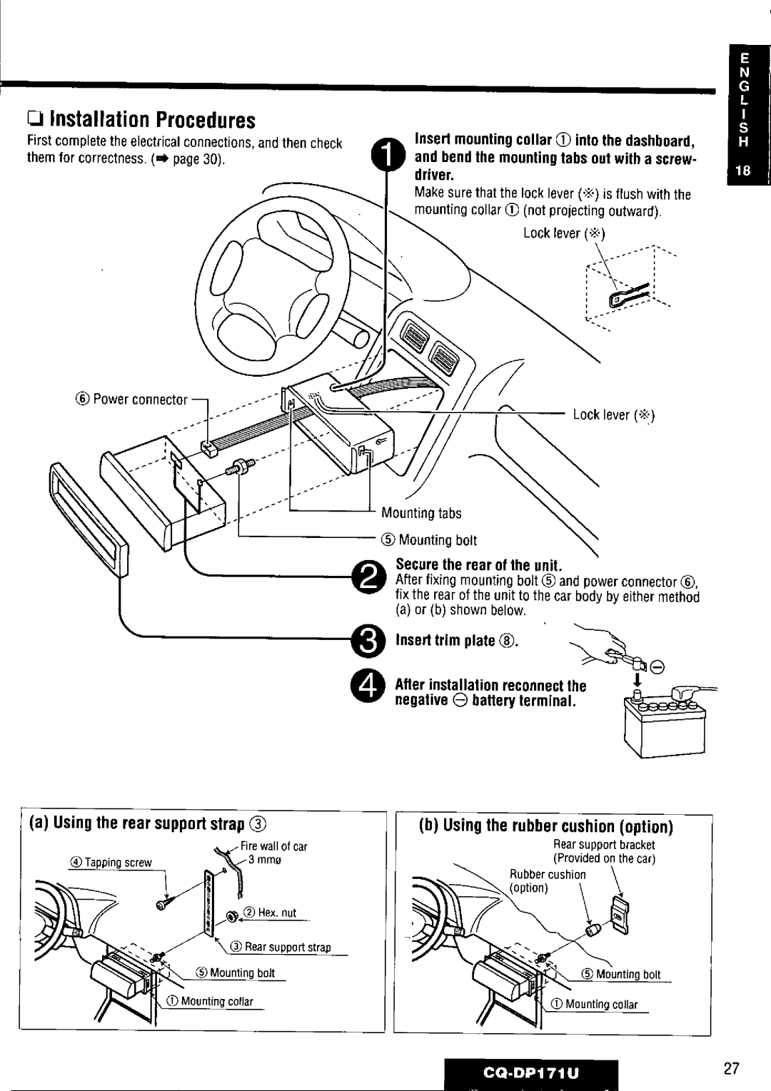 Panasonic CQ-DP171U manual 