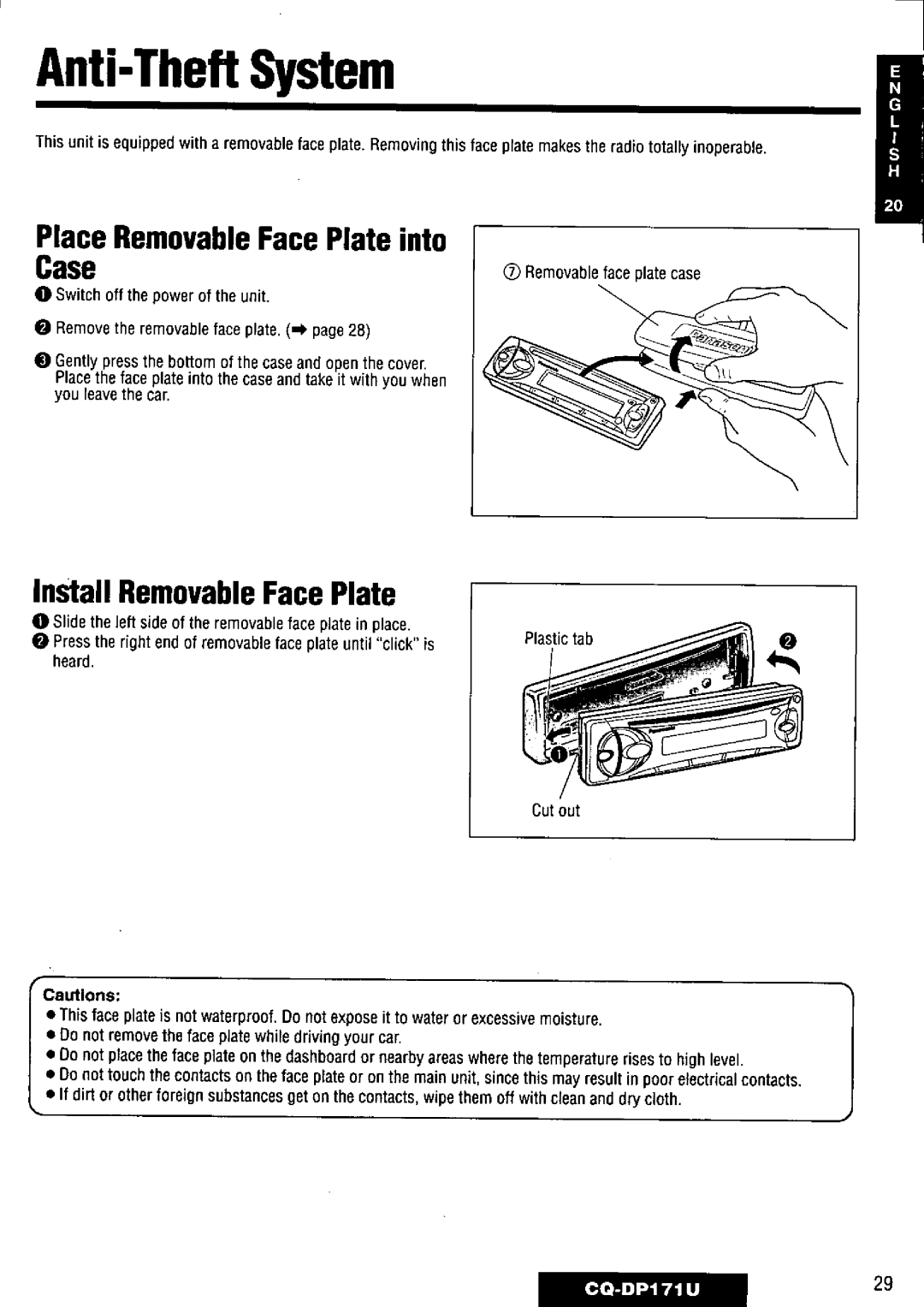 Panasonic CQ-DP171U manual 