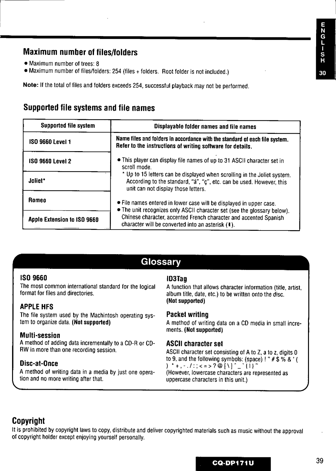 Panasonic CQ-DP171U manual 