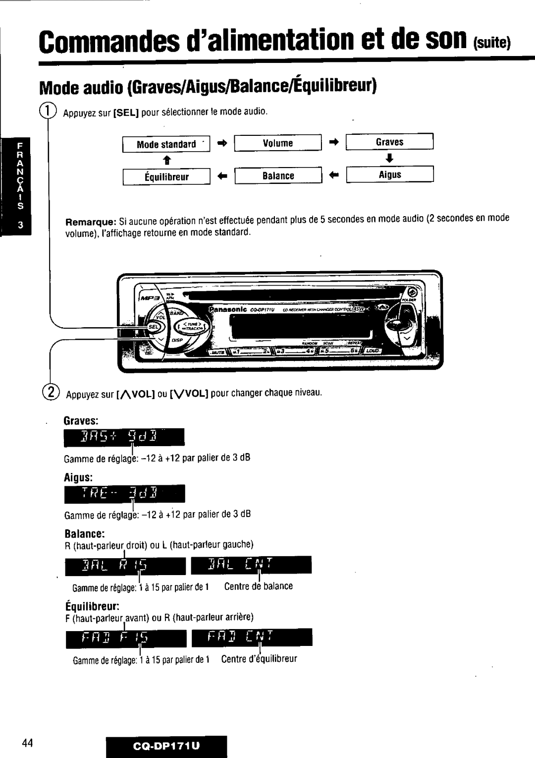 Panasonic CQ-DP171U manual 