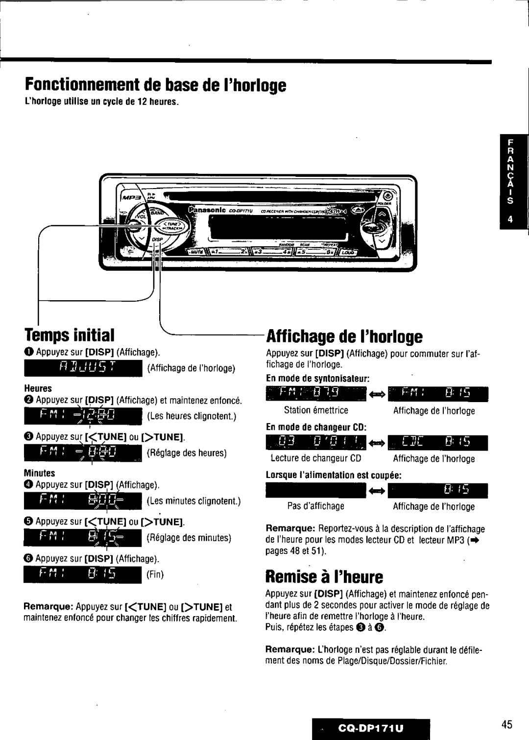 Panasonic CQ-DP171U manual 