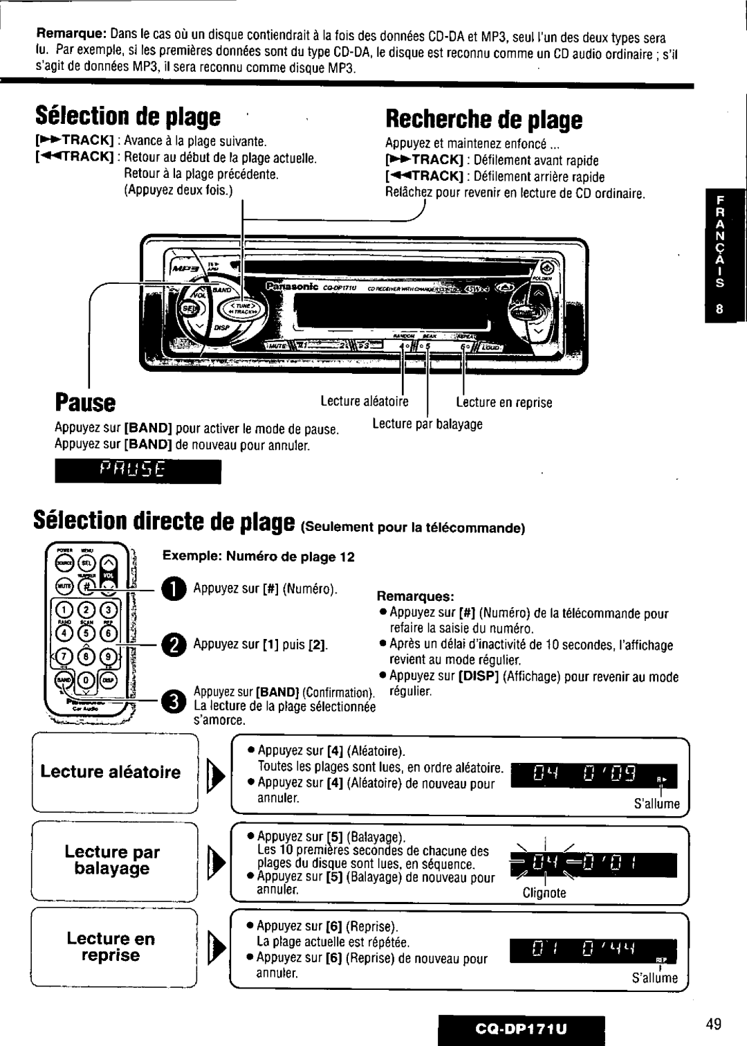 Panasonic CQ-DP171U manual 