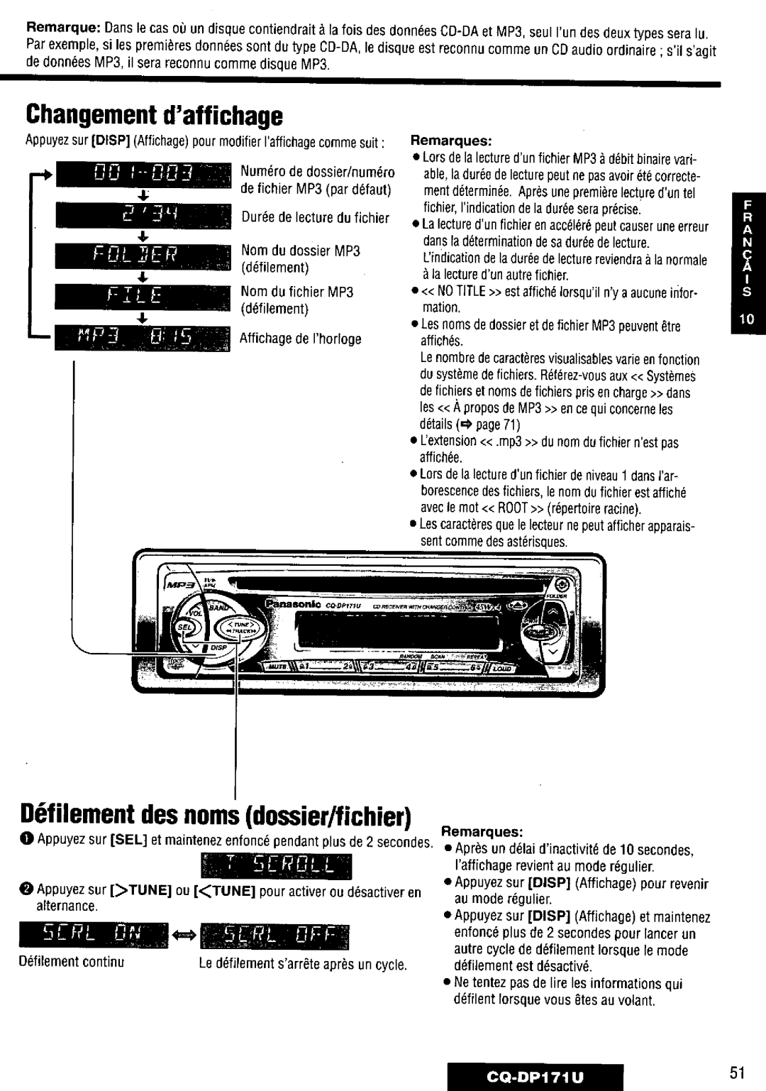 Panasonic CQ-DP171U manual 