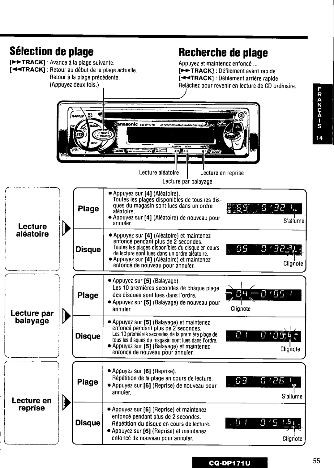 Panasonic CQ-DP171U manual 