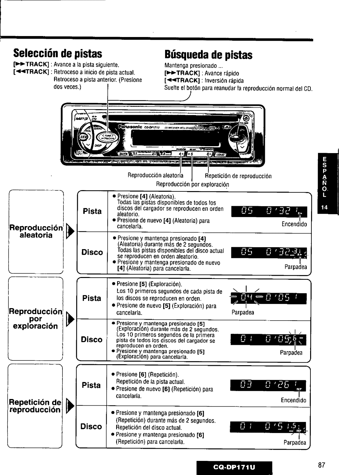 Panasonic CQ-DP171U manual 