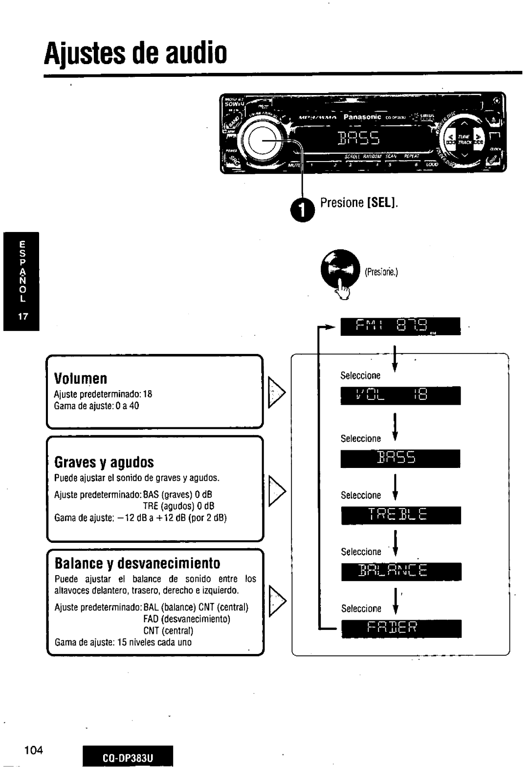 Panasonic CQ-DP383U manual 