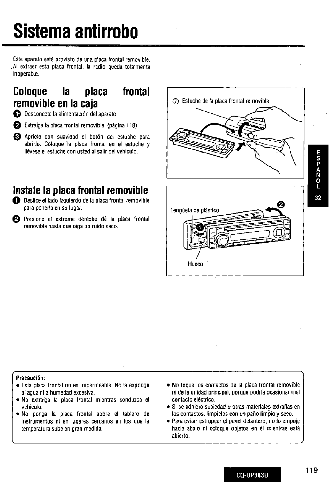 Panasonic CQ-DP383U manual 